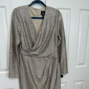 Faux wrap foil dress